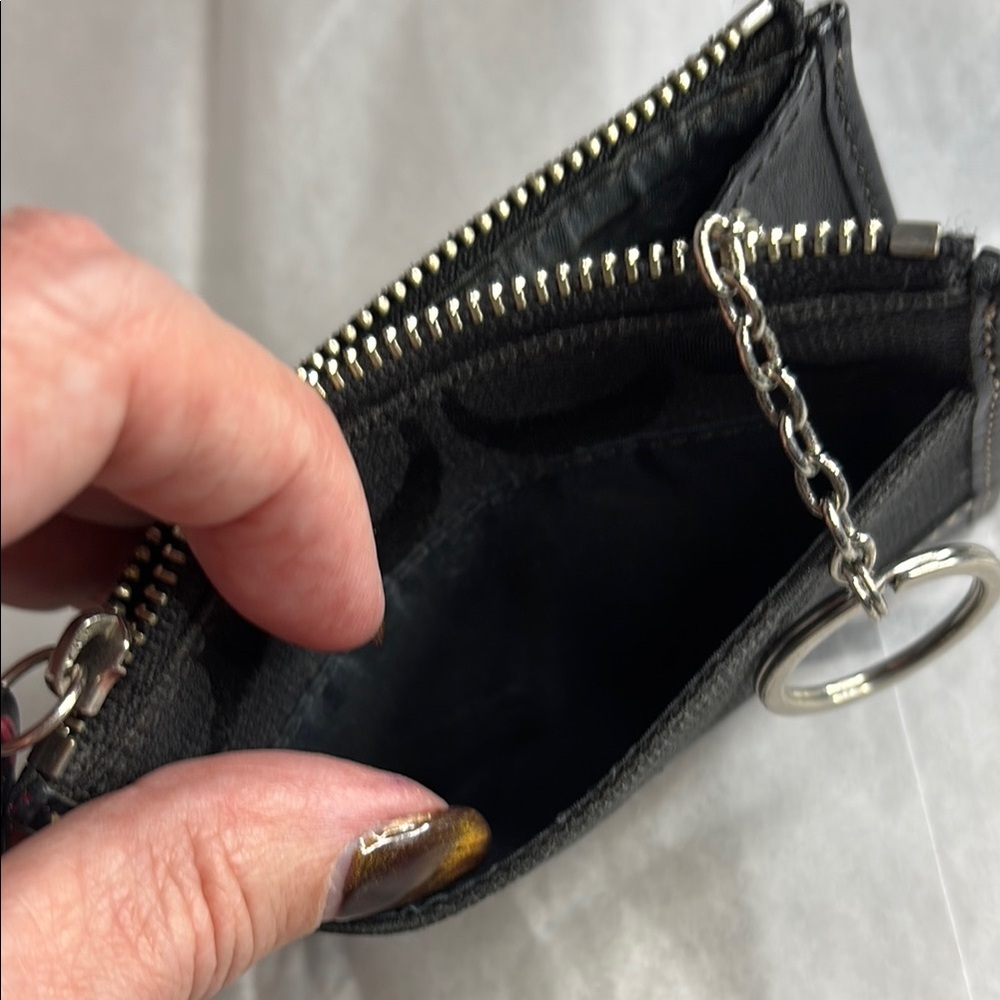 Coach Black Coin & Card Holder with Keychain - Picture 3 of 4